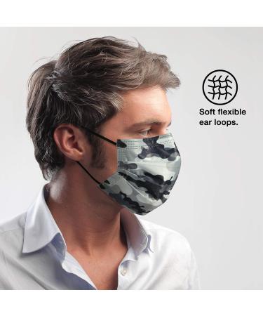 NU R Camouflage 3-Ply Disposable Face Mask with Filter Layer - 10pcs, Elastic Earloop, CAMO-026 - Buy Online on SooperMarket.com