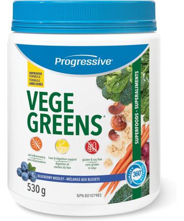 Progressive Vegegreens Blueberry Medley Flavour 530 g Anti-Inflammatory plus Liver & Digestion Support & Multivitamin for Active Men 120 Count With Ashwagandha & Siberian Ginseng - Buy Online on SooperMarket.com