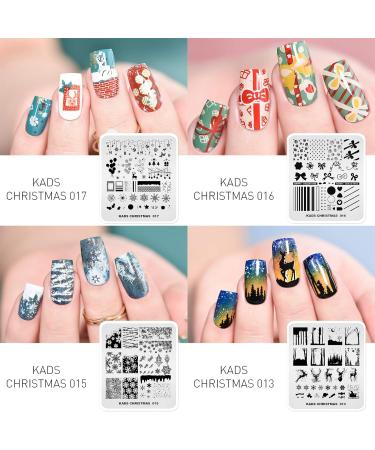 Alexnailart Christmas Nail Stamping Plates Set - 10 Piece Multi-Pattern Design Stencils with Storage Bag (Set7) - Buy Online on SooperMarket.com