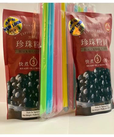 BOBA Black Tapioca Pearl Bubble Tea 2 Pack + 50 BOBA Straws - 8.8 OZ - Variety Color - Buy Online on SooperMarket.com
