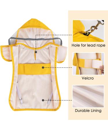 Lukovee Dog Raincoat with Clear Hood & Reflective Rim - Adjustable Waterproof Jacket for Dogs - Yellow - Size Large - Buy Online on SooperMarket.com