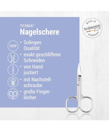 Titania Nail Scissors Solingen 9.5cm - Curved Extra Sharp Carbon Steel Professional Manicure Scissors Made in Germany - Buy Online on SooperMarket.com
