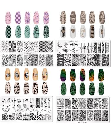 Geometric Nail Stamping Plates Set - 4Pcs Nail Templates for Art Stamping Kit - Buy Online on SooperMarket.com