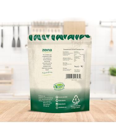 Zeina Dried Cranberries (1Kg) - Perfect for Snacking or Baking - Fat-Free & High-Fiber Dry Fruit with Resealable Zip - Sweetened Juicy Dried Cranberries - Buy Online on SooperMarket.com