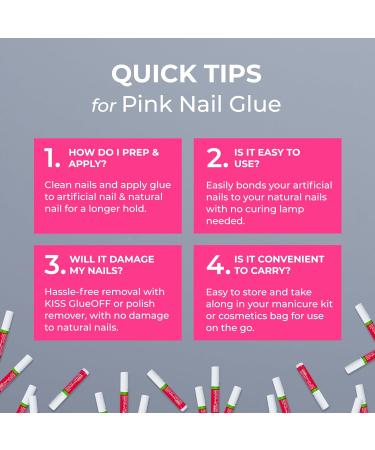 KISS Pink Gel Nail Glue - 10 Pack for Strong Adhesion on Artificial & Natural Nails | 2.0g/0.07 oz. Tubes - International Shipping Available - Buy Online on SooperMarket.com