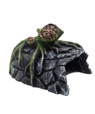 Movoja aquarium decoration - large cave with tree stump - for sweet and salt water - also for turtles - tree trunk sawn -out or aquaristics covered