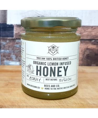 Lemon Honey/Raw UK Honey/Organic Lemon Infused in British Honey Pure RAW Honey In Glass Jar (227g)