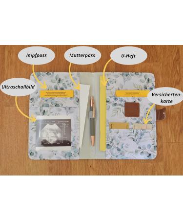 Love My Baby Mother Pass Cover | Document Bag for German Mother Pass | U-Booklet Organizer with Magnetic Lock & 7 Subjects | Eucalyptus (White-Mint) - Buy Online on SooperMarket.com