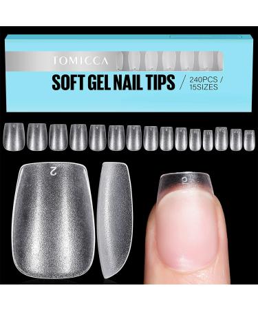 TOMICCA Extra Short Coffin Nail Tips Clear Nail Tips Natural False Nails Coffin French Acrylic Nails Artificial Nails Tips for Girls Women (240 Pcs 15 Sizes) 5.Extra Short Coffin - Buy Online on SooperMarket.com