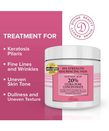 Glycolic Acid 20% Resurfacing Pads with Vitamins B5, C & E - 50 Peel Pads for Smooth Skin, Reduce Wrinkles - Buy Online on SooperMarket.com