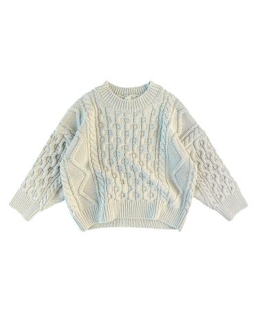 Volunboy Baby Boy Girl Knit Sweater Oversized Blouse Pullover Sweatshirts Crewneck Long Sleeve Knitted Top 5-6 Years Off-white