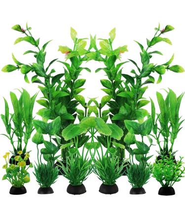 PietyPet Aquarium Plants Artificial Aquatic Plants Lifelike Decor Fish Tank Plants, Aquarium Decorations for Household and Office Aquarium Simulation, Small to Large Size 10pcs Green Aquarium Plants