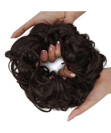 Messy Bun Hair Piece for Women Thick Updo Scrunchies Hair Extension Ponytail Hair Accessories Dark Brown 1 PCS 14# Dark Brown