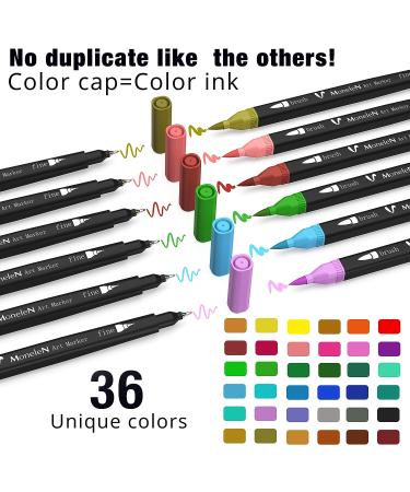 36 Dual Brush Coloring Markers Set for Adults Kids - Fine Tip Art Colored Pens for Coloring Books, Bullet Journaling, Drawing - Double Sided Color Marker Pen for School, Office, Sketching - Buy Online on SooperMarket.com