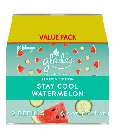 Glade Automatic Spray Refill, Air Freshener for Home and Bathroom, Stay Cool Watermelon, 6.2 Oz, 2 Count