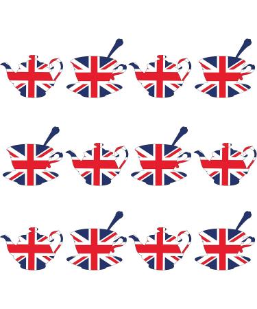 PRE-CUT Union Jack Tea Cup & Tea Pot Mix - Edible Cupcake Toppers/Cake Decorations King Coronation - Buy Online on SooperMarket.com