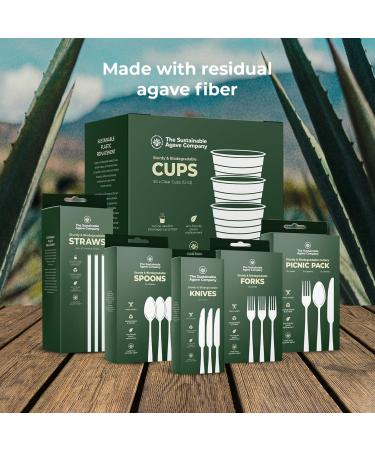 Sustainable Agave Co - Agave Fiber Cups - Plastic-Free Biodegradable Compostable Plant-Based - Clear 12 Ounce - 100 Count - Buy Online on SooperMarket.com
