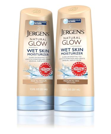 Jergens Natural Glow In-Shower Moisturizer | Medium to Tan Skin - 7.5 oz Wet Skin Lotion for Gradual Color & Hydration - Buy Online on SooperMarket.com