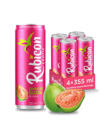 Rubicon Sparkling Guava Beverage | Pack of 4 355 ml Cans | Fruit Flavour Carbonated Drink | 90 Calories per Can | Made with Real Fruit Juice | Allergen-Free | Vegan Friendly| No Artificial Sweeteners 355 ml (Pack of 4)