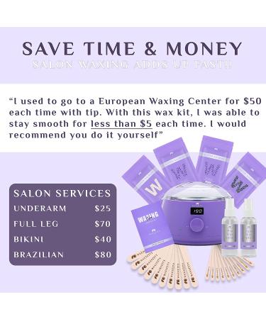 Waxxcity Waxing Kit for Women Men - 14oz Hard Wax Beads - Digital Home Wax Kit for Sensitive Skin - Brazilian Bikini Eyebrow Armpit Hard Hot Wax Pot - Purple - Buy Online on SooperMarket.com