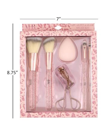 Expressions 6pc Rose Gold Makeup Brush Set with Eyelash Curler & Beauty Blender | Premium Cosmetic Brushes for Contouring & Highlighting - International Shipping Available - Buy Online on SooperMarket.com
