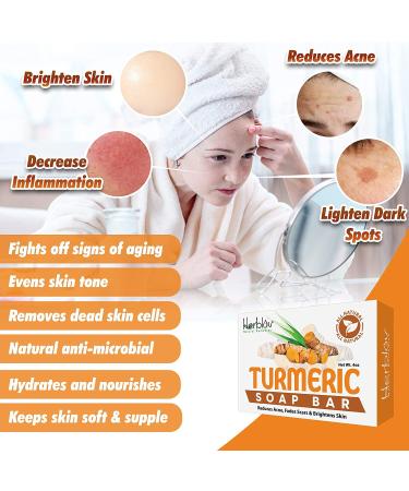 Herblov Turmeric Soap Bar for Face & Body - Natural Turmeric Skin Soap for Dark Spots, Intimate Areas, & Acne - 4oz Bar Soap for All Skin Types - Buy Online on SooperMarket.com