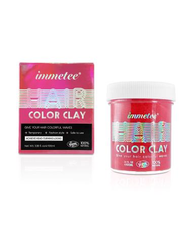 immetee Temporary Hair Color Wax Hair Dye Wax for Kids Adult DIY Hair Color for Party Cosplay Christmas Makeup Wash Out Easily. (3.38 Fl oz/100ml) (RED)