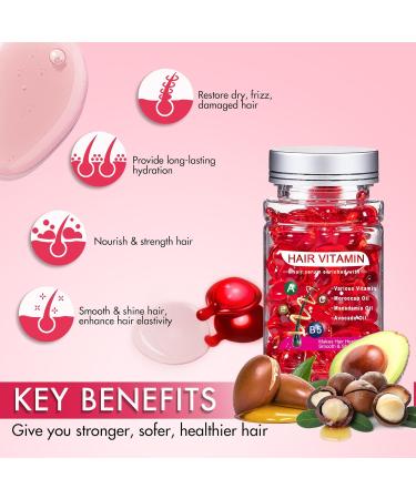 Buy Hair Serum for Frizzy & Dry Hair - Argan Avocado & Moroccan Oil Treatment - Vitamin-Packed Hair Oil Capsules (40 Caps) for Damaged Hair - Buy Online on SooperMarket.com