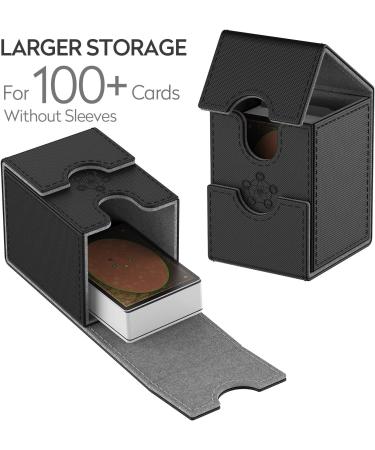 MIXPOET Commander Deck Box - Large Trading Card Case for MTG - Holds 100+ Cards with 2 Dividers - Black - Buy Online on SooperMarket.com