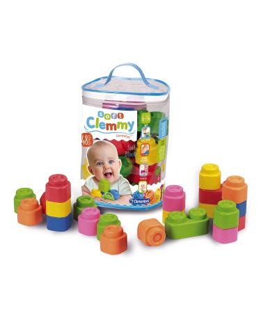 Clementoni Soft Clemmy building blocks in the bag (48 pieces) - soft building blocks for babies & toddlers from 6 months - sensor ties with building blocks 17134 bag 48 pieces