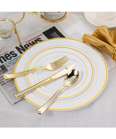 N9R 500PCS Gold Plastic Silverware Set - Disposable Gold Cutlery for Party, Wedding - 200 Forks, 150 Spoons, 150 Knives - Gold Utensils - 500 Pack - Buy Online on SooperMarket.com