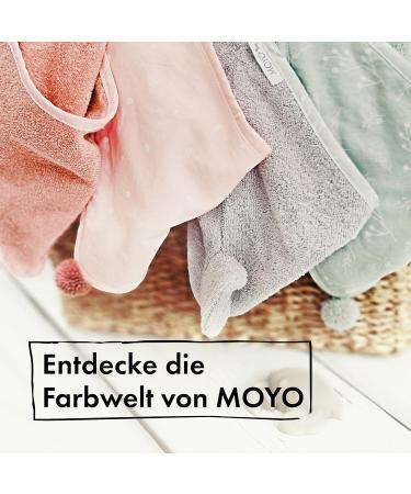 Moyo Hooded Towel for Toddlers & Babies - White-Ros 75x75cm | 100% Cotton Bathing Poncho | Washable Baby Bath Towel with Hood - Buy Online on SooperMarket.com