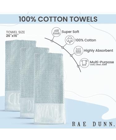 Rae Dunn 100% Cotton Embroidered Hand Towels Set - Blue Dish Towels - Wash Clean Dry - 16x26 - Decorative Hand Towels for Kitchen and Bathroom (3 Pack) - Buy Online on SooperMarket.com