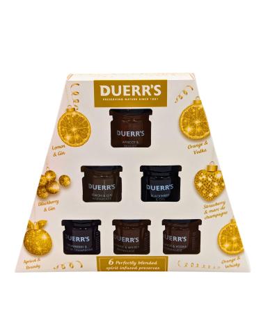 Duerr's Spirit Infused Jams & Marmalades Gift Set - Pack Of 6 | Christmas Eve Box Fillers | Stocking Filler | Chutneys Gift Set | Food Gifts