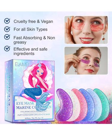Natural Marine Collagen & Hyaluronic Acid Eye Masks - 18 Pairs Anti-Aging Pads for Dark Circles & Swollen Eyes - Buy Online on SooperMarket.com