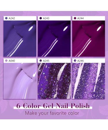 Shining She Nail Polishes Set - 6 Colors Purple Wisteria Rose Purple Polish - Soak-Off UV/LED Gel - Perfect Gift for Nail Art - 8ML - Buy Online on SooperMarket.com