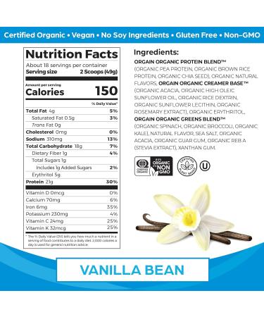 Orgain Organic Plant Based Canadian Protein Powder Creamy Chocolate Fudge - Vegan Lactose Free & Protein & Greens Vanilla Bean 2.0 Ib - Buy Online on SooperMarket.com