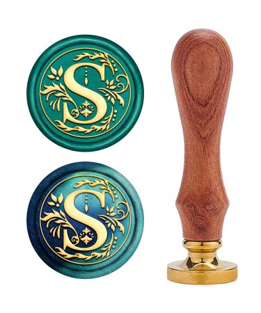 CRASPIRE S Wax Seal Stamp Initial Alphabet Letter S Sealing Wax Stamp Medieval Traditional Classic Retro 25mm Removable Brass Head with Wooden Handle for Wedding Invitations Cards Envelopes