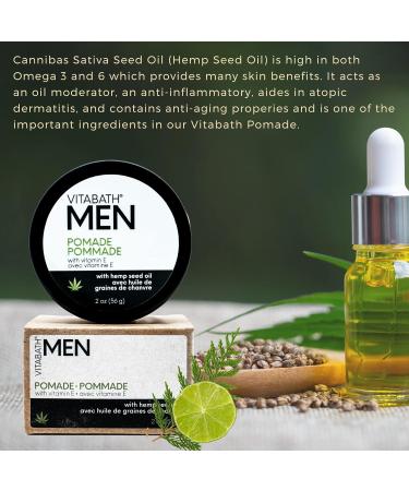 Vitabath Men's Pomade - Medium Hold with Hemp & Beeswax | Natural Hair Styling for Men - Lime & Cedarleaf Scent - 2 oz - Buy Online on SooperMarket.com
