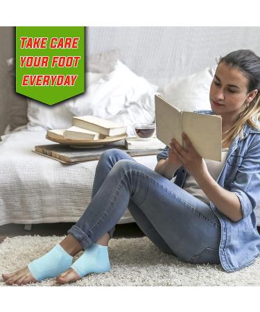 Nado Care 4 Pairs Heels Moisturizing Socks for Dry Cracked Heels Repair - Gel Heel Sleeves - Open Toe Comfy Socks - Pink Blue Grey Black - Buy Online on SooperMarket.com