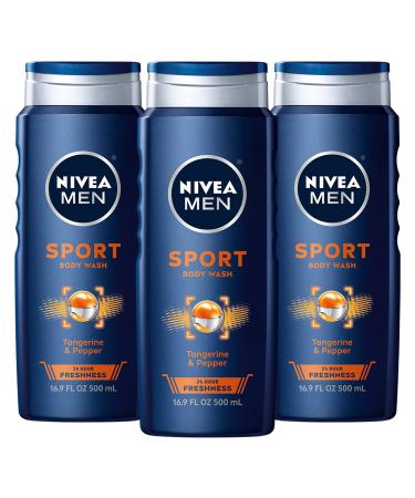 NIVEA MEN Sport Body Wash, Pack of 3 16.9 Fl Oz (Pack of 3)