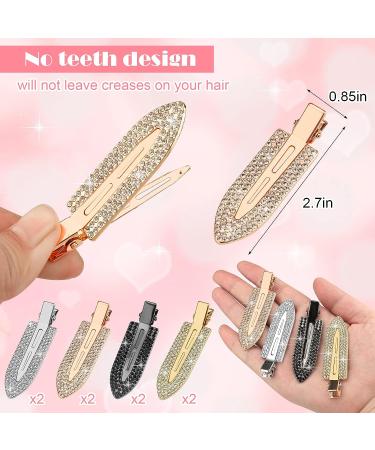 Rhinestone No Crease Hair Clips - 8 Pcs Bling Diamond Metal Pins for Styling Bangs/Waves - Non-Dent Alligator Barrettes for Women and Girls - Buy Online on SooperMarket.com