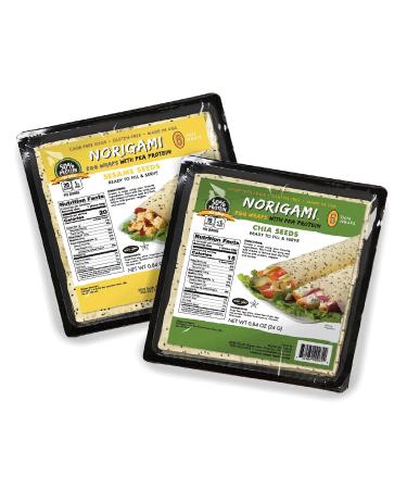 Norigami Non-GMO Gluten-Free Pea Wraps Sesame Seeds and Pea Wraps Chia Seeds (6 Wraps Per Pack), Low Carbs, High Protein, Vegetarian, Ready To Fill And Serve Wraps, Thin And Healthy Wraps (2 Packs)