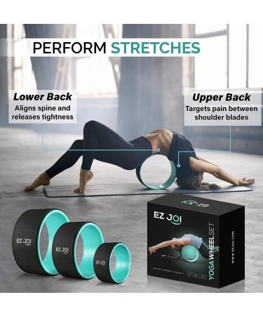 EZ JOI Yoga Wheel Set of 3 for Back Pain Relief & Muscle Stretching - Anti-Slip Back Roller with Thick TPE Padding - 6, 10 & 13 Inches - Buy Online on SooperMarket.com
