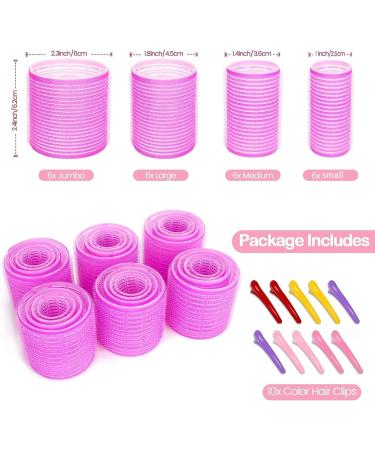 Jumbo Hair Rollers Set Hair Rollers Self Grip Curlers For Long Hair No Heat Curlers Heatless Hair Rollers With Clips & Comb 24 Packs (Red 24Pcs) - Buy Online on SooperMarket.com