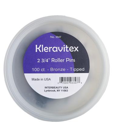 Kleravitex 2.75" BRONZE Jumbo Bobby Hair Pins - BRONZE Tipped Flat Style Pins for Women - Perfect For Rollers - Hair Pins for Wedding & Party Styling - Suitable for ALL Hair Types, 100 pieces Tub Made in USA