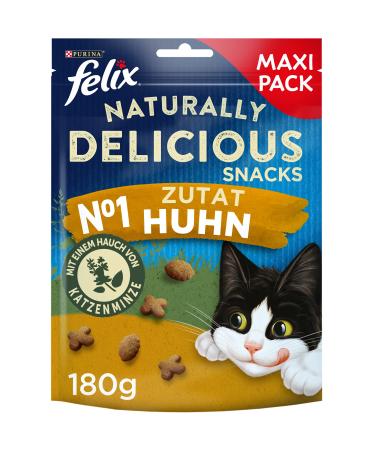 FELIX Naturally Delicious cat snack healthy treats with chicken & catnip pack of 6 (6 x 180g)