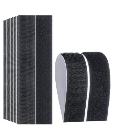 Hook Loop Strips with Adhesive - Melsan Industrial Strength Sticky Back Fasteners Hook and Loop Tape for Mounting  Hanging  or Organizing Items Indoors or Outdoors | Black  12 Pairs 1x7 Inch