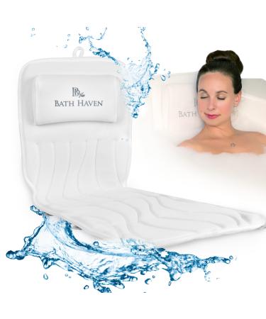 Bath Haven Bath Pillow for Bathtub - Full Body Mat & Cushion Headrest for Women and Men, Luxury Pillows for Neck and Back in Shower Tub or Jacuzzi - Powerful Suction Cups - Spa Accessories Deluxe