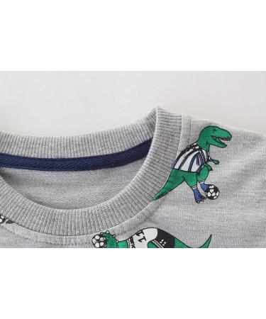 Kids Dinosaur Sweatshirt | Cotton Long Sleeve Pullover for Boys & Girls | Toddler Baby Clothes 2-3 Years Grey - Buy Online on SooperMarket.com